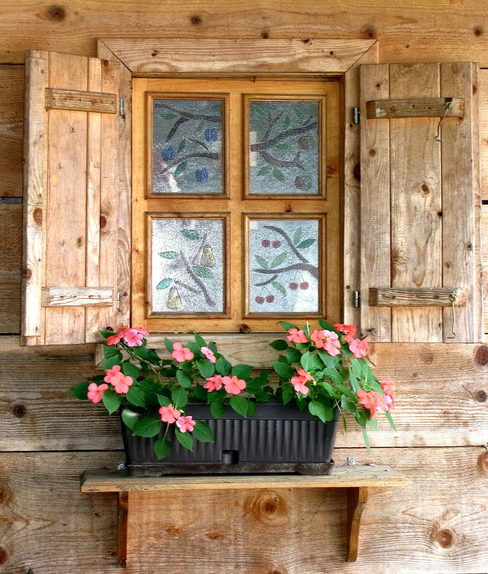 Wooden cabin window